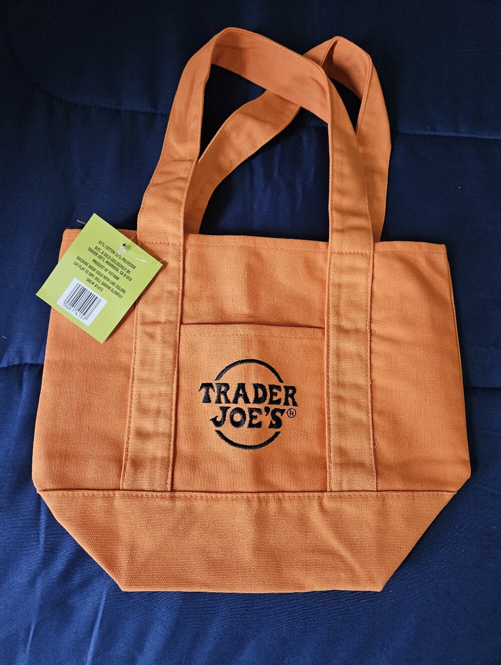 Trader Joe's Orange Canvas Tote Bag - Compact Everyday Carry
